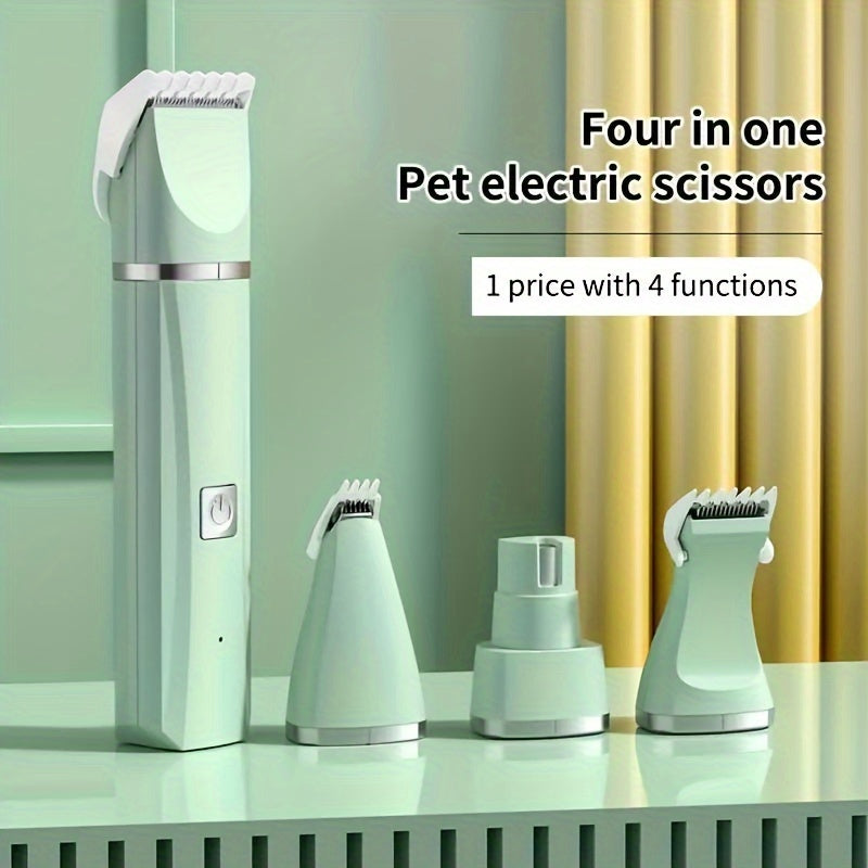 4-in-1 USB Rechargeable Pet Grooming Kit for Cats and Dogs Electric Clippers Nail Trimmer Foot Shaver