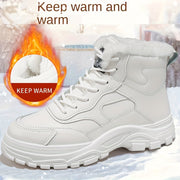 Женские зимние сапоги с флисовой подкладкой, теплые утепленные снегоступы, белые