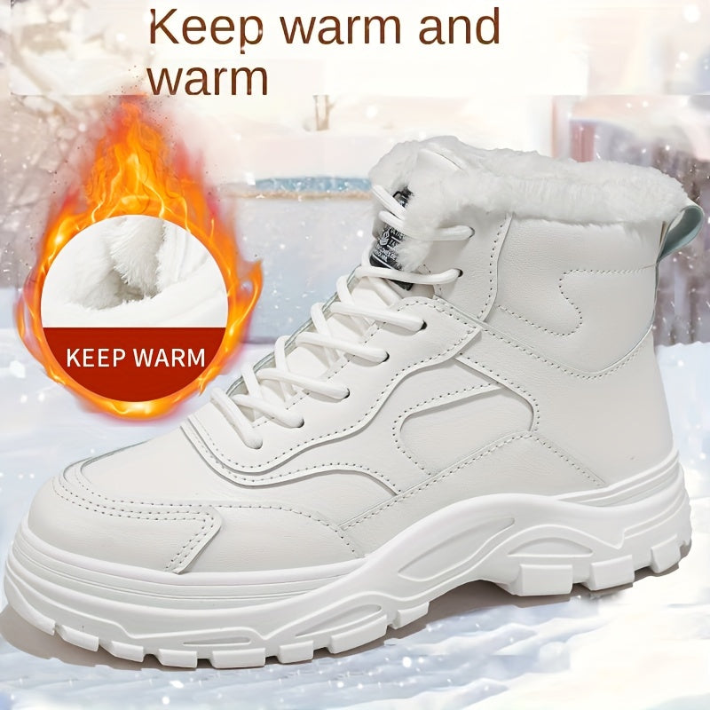 Women's Fleece-Lined Winter Boots Warm Insulated Snow Boots White