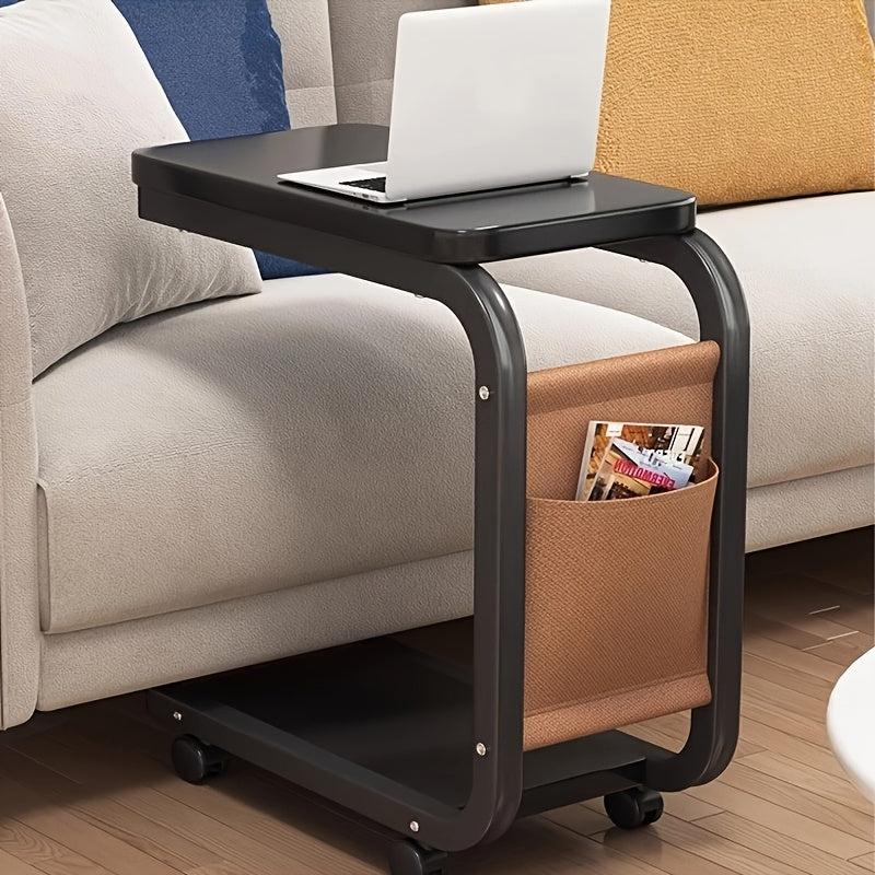 G'ayrioddiy va zamonaviy, g'ildirakli yon stol, oson ko'chiriladigan ko'p funksiyali aylanuvchi dizayn, tortib olinadigan divan yon shkafi, yashash xonasi uchun minimalist zamonaviy kofe stoli yoki