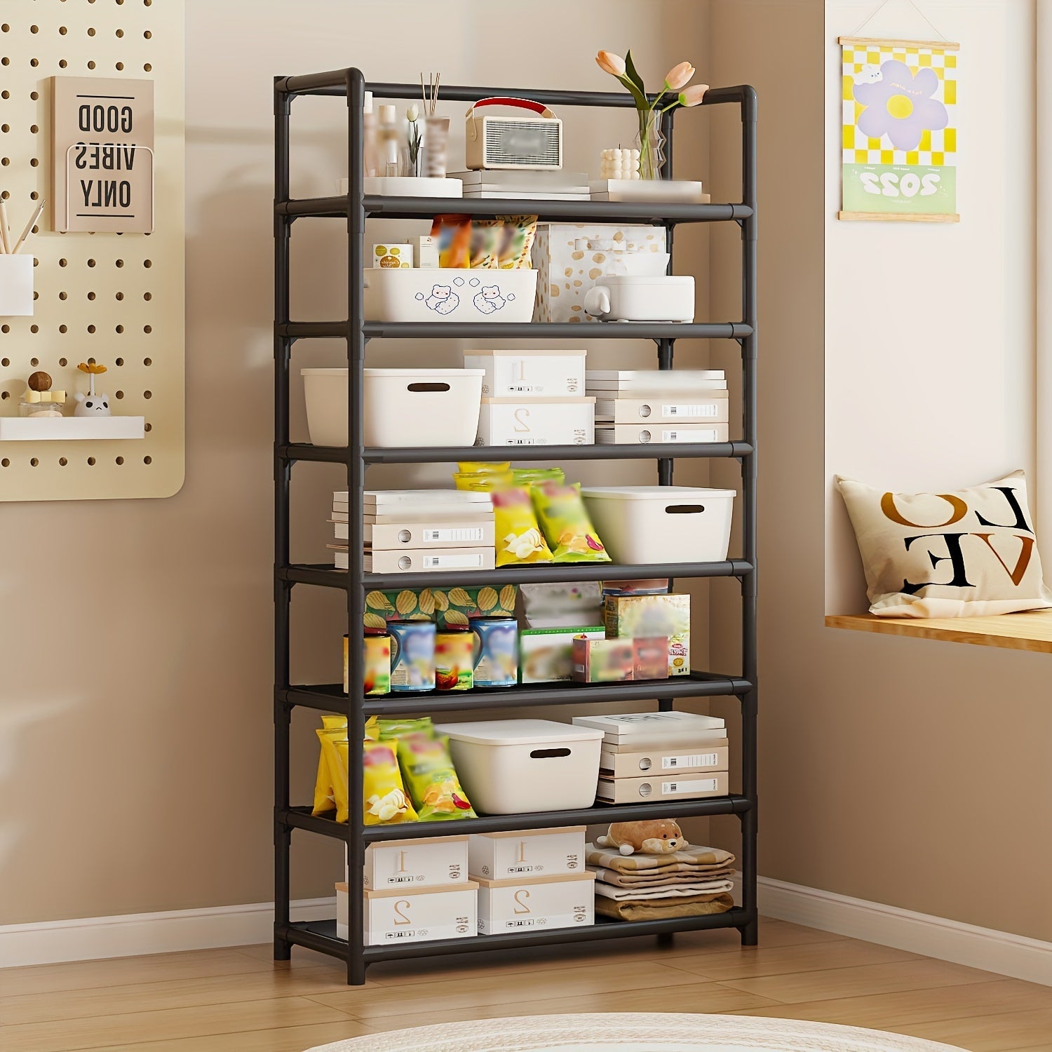 Large Capacity 7-Tier Storage Rack Multi-Functional Organizer for Home Office