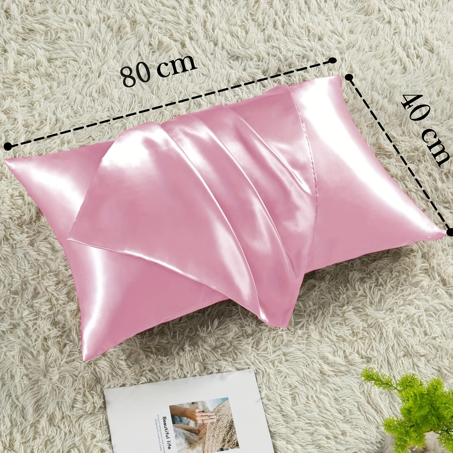 Luxurious Satin Pillowcases Solid Color Zipper Closure Skin-Friendly Hair-Protective
