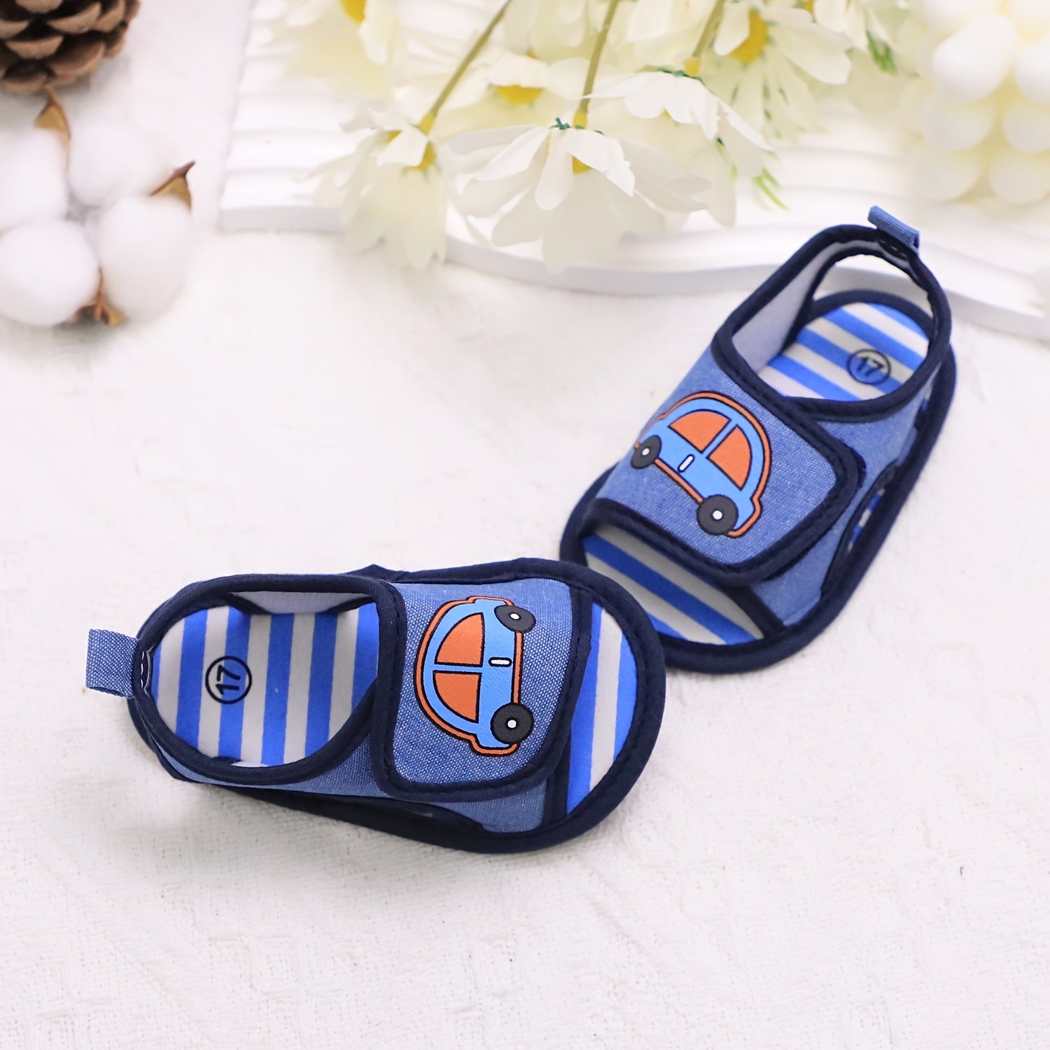 Baby Boys Open Toe Canvas Sandals Lightweight Non-slip Shoes for Spring and Summer