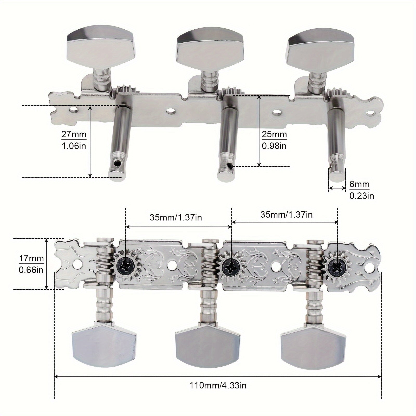Набор хромированных колков для настройки гитары для акустических и народных гитар 1 пара