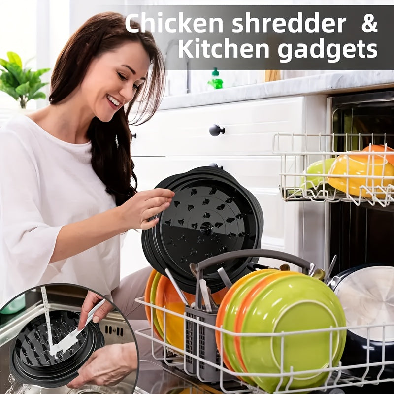 Chicken Shredder Set 2 Ergonomic Tools Kitchen Meat Shredding with Lid and Brush