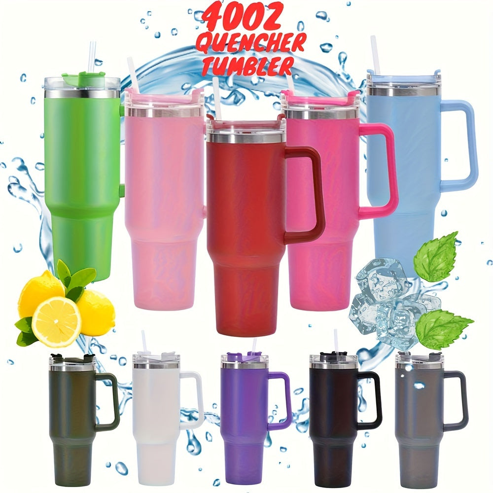 40oz Stainless Steel Travel Mug with Straw Double Wall Insulation and Handle