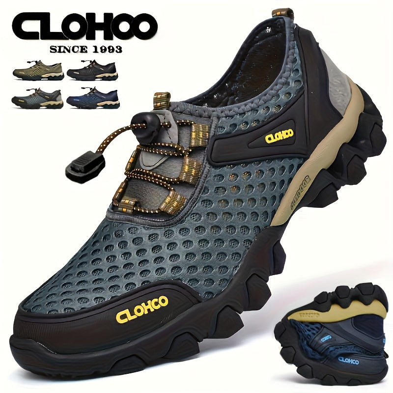 Men's Breathable Trekking Shoes Rubber Sole Fabric Upper Non-Slip Durable Outdoor Hiking Casual