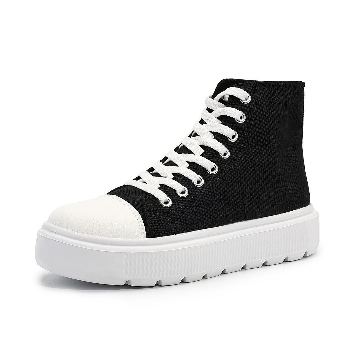 Women's High Top Shoes Thick Sole Casual Lace-Up Platform Flats
