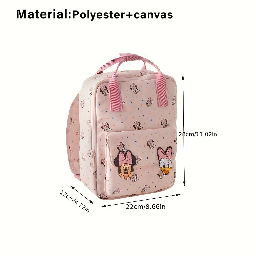Women's Pink Minnie Daisy Printed Backpack Lightweight Polyester Canvas