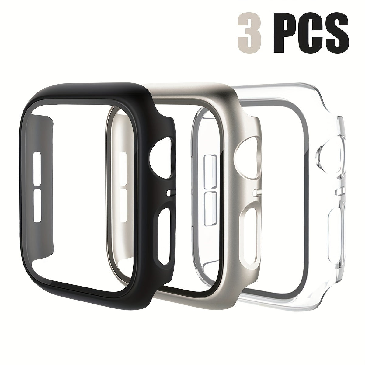3pcs Apple Watch Cases for Men and Women Sports Leisure PC Hard Tempered Glass Screen Protector