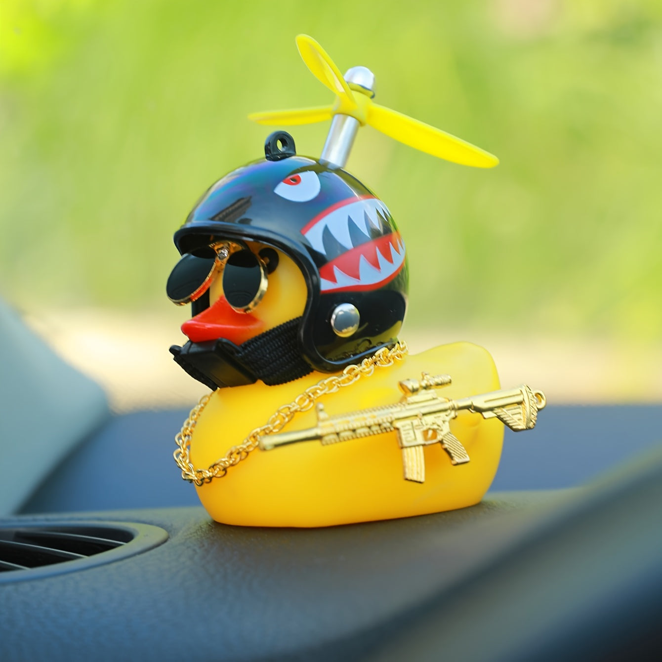 Duck Car Dashboard Ornament PVC Metal Gun Sunglasses Car Interior Decor Gift
