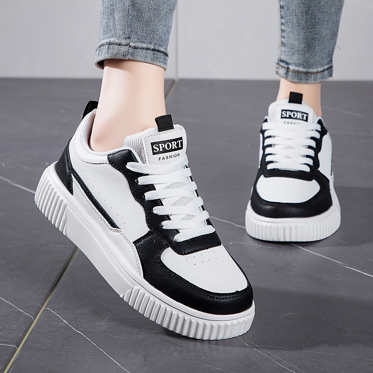 Women's Casual Sneakers Durable EVA Sole Low-Top Lace-Up Running Shoes