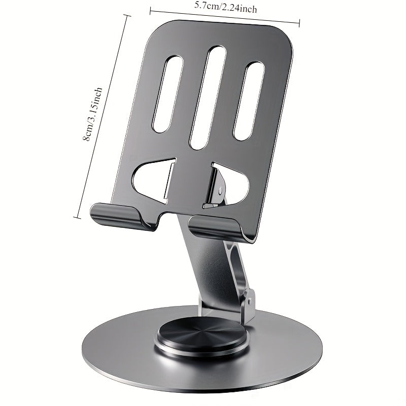 Adjustable Metal Phone and Tablet Stand with 360-Degree Rotation and Height Adjustment