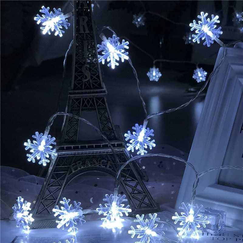 Vintage Snowflake String Lights Battery-Operated White LEDs for Christmas Weddings Gardens