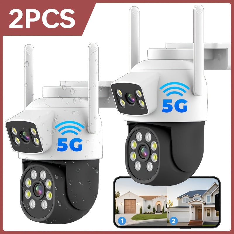 Dual Lens 4MP Outdoor Security Camera with 360 Degree View Motion Tracking Spotlight Siren Two-Way Audio IP65 Waterproof