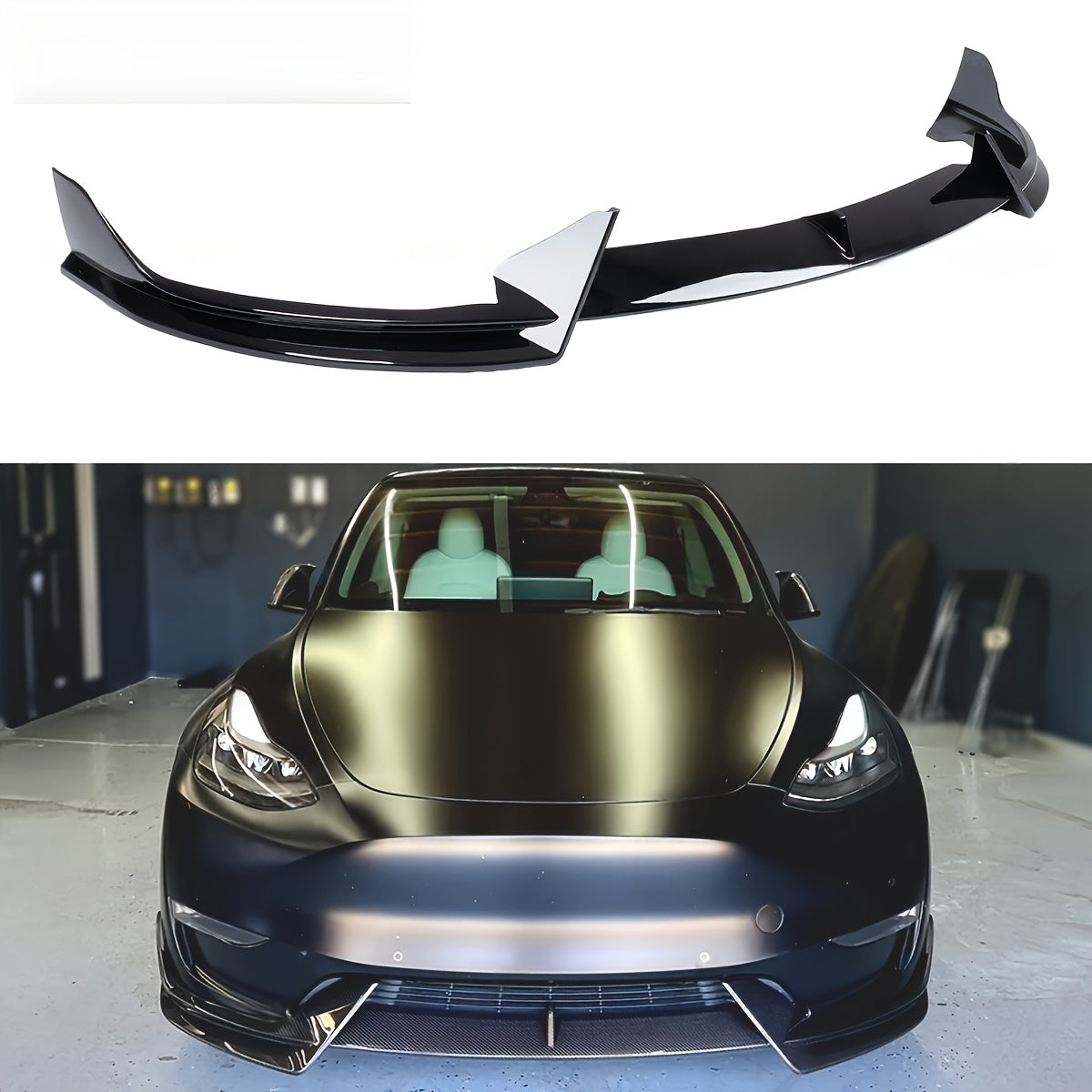 Car Front Lip Spoiler Splitter Body Kit for Tesla Model 3 and Y Glossy Black
