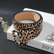 Women's Leopard Print PU Leather Belt with Square Pin Buckle for Jeans