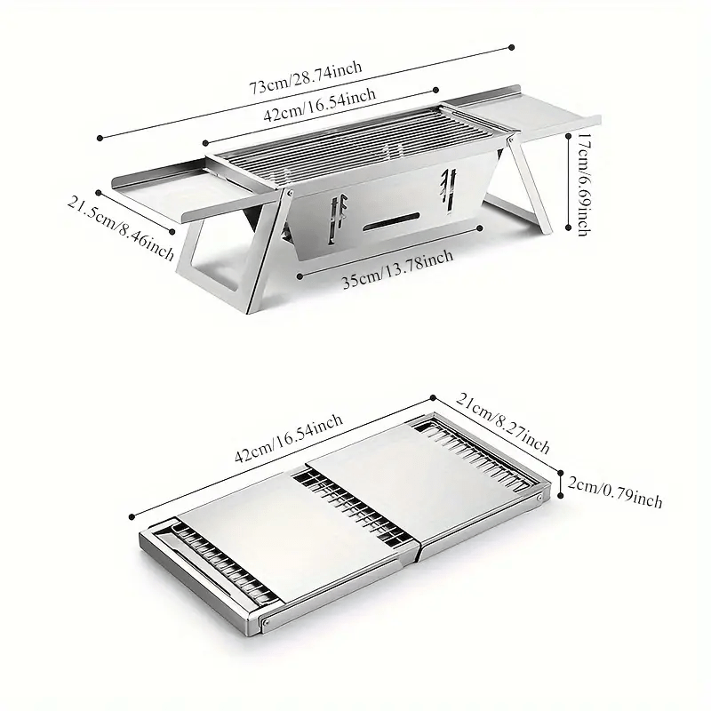 Sayohat, piknik va oilaviy tadbirlar uchun portativ zanglamaydigan po'latdan yasalgan yig'iladigan BBQ grill