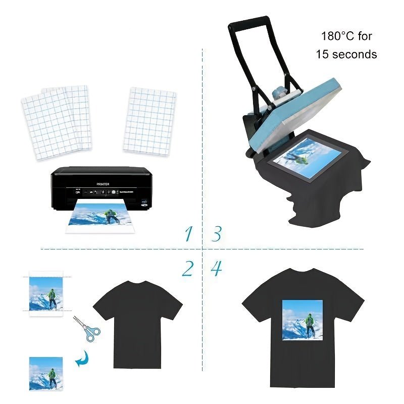 A4 Matte Iron-On Transfer Paper Pack of 20 for Dark T-Shirts High-Quality Inkjet Fabric Decoration