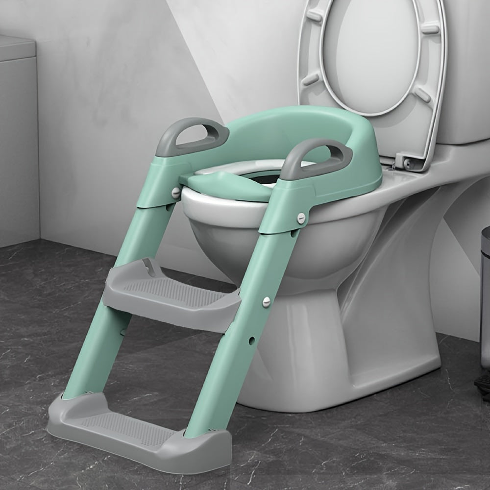 Asiento de inodoro para niños con escalera plegable para niños y niñas, asistencia en el baño para bebés