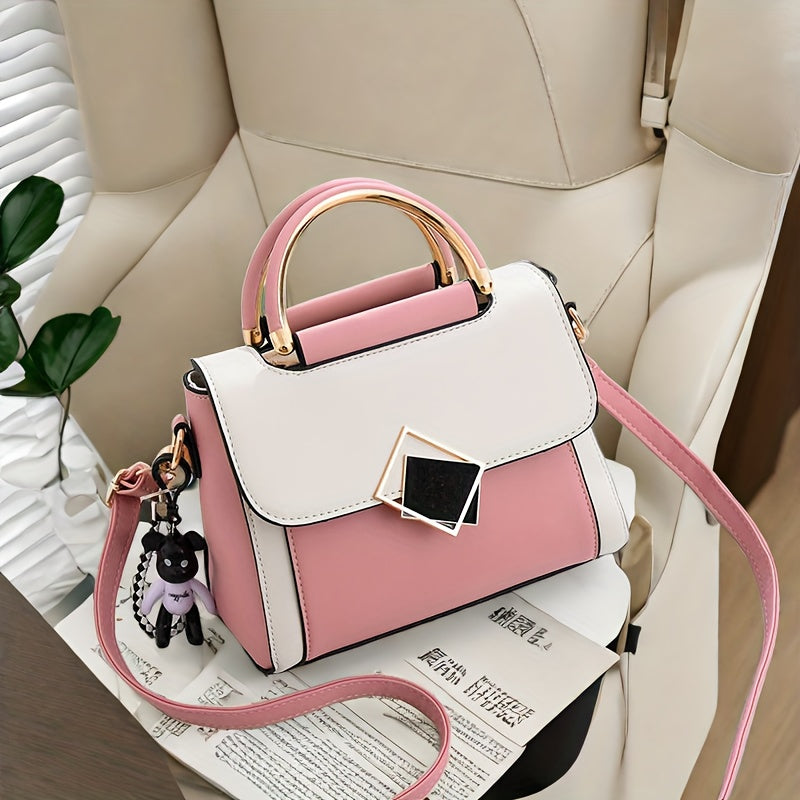 Bolso bandolera de color sólido de PU para mujer con correa ajustable y cierre magnético