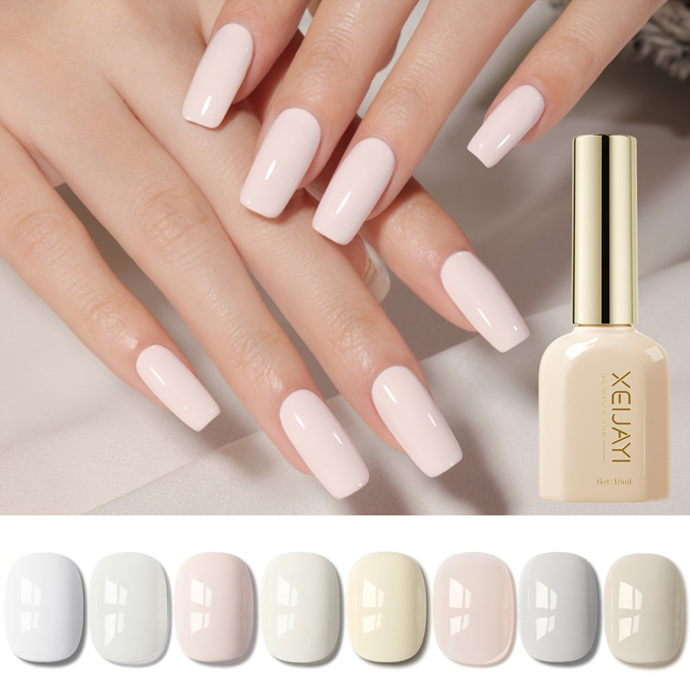 Women's Nail Polish Gel Set 8 Colors White Nude Long-lasting Durable