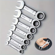 Mini Two-Way Ratchet Wrench, 72 Tooth, Metal Open-End, Durable Rust-Proof