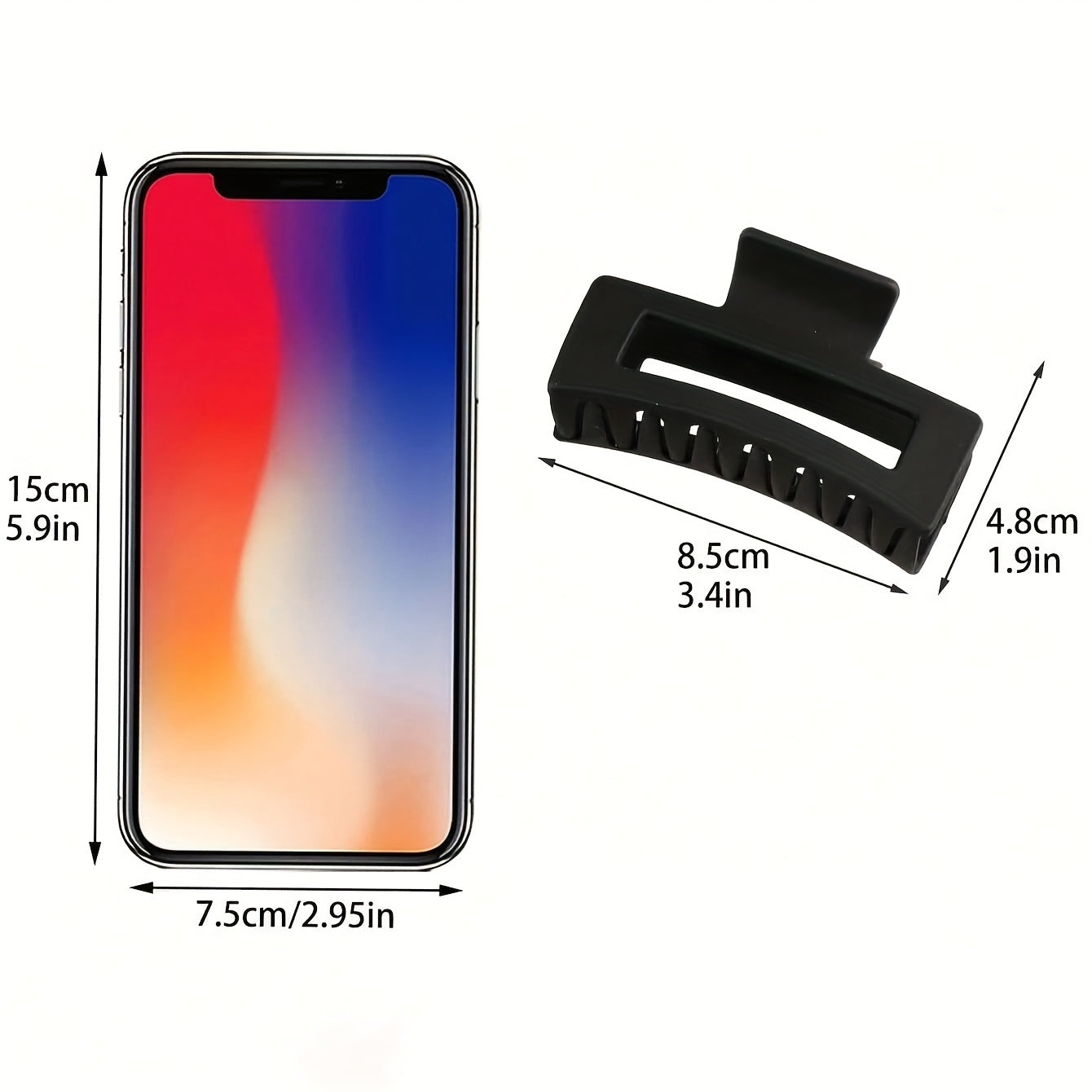 Set of 4 Black Matte Acrylic Hair Claw Clips for Women, Elegant and Minimalist