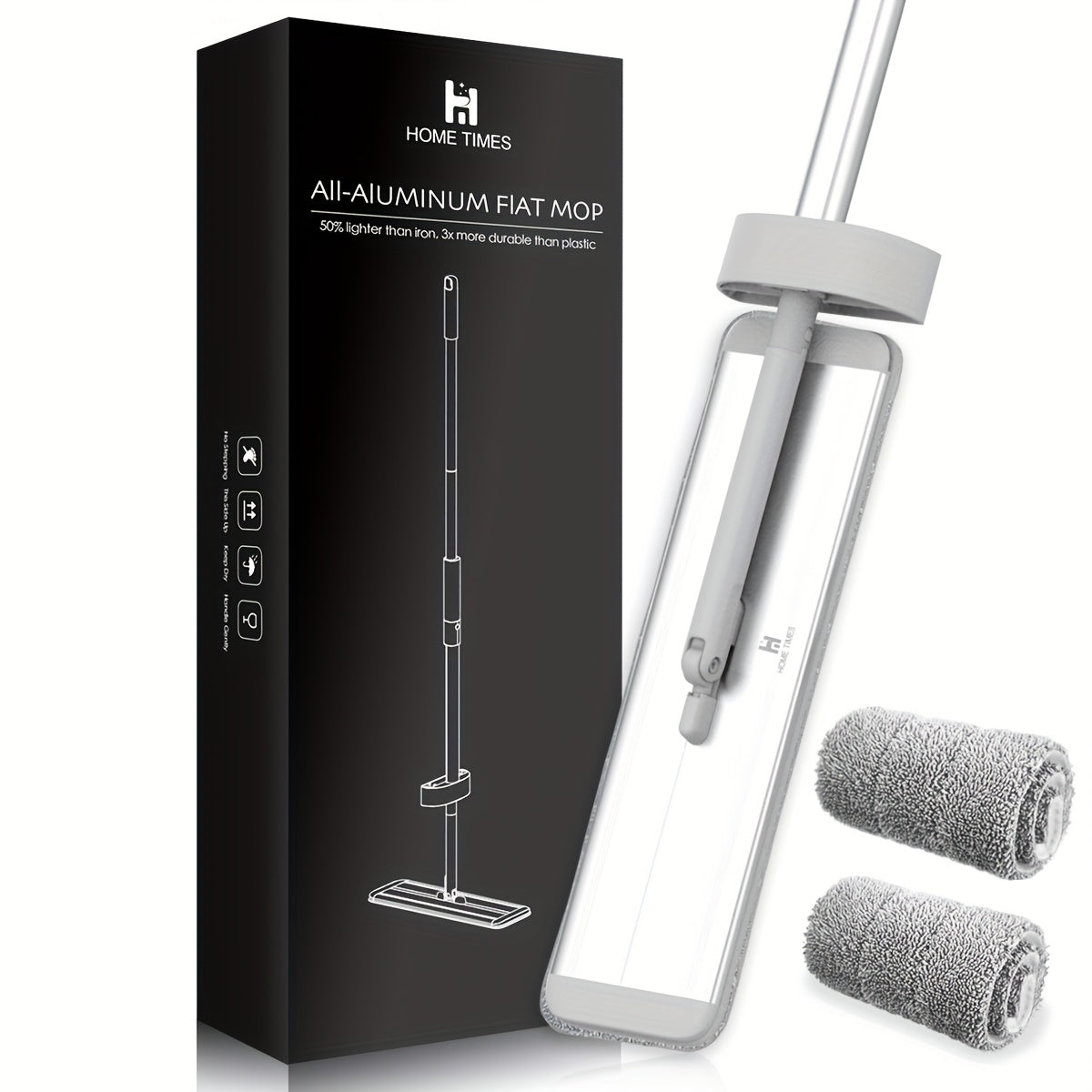 Aluminium Collapsible Mop with Extendable Handle and 2 Refills for Hardwood and Tile Floors