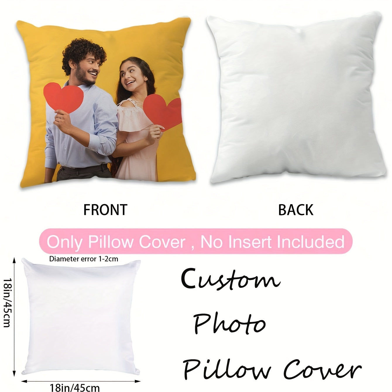 Personalized Pillowcase with Custom Photos and Text for Valentine's Day or Anniversary