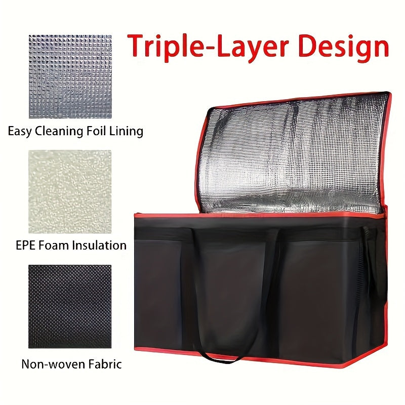 Bolsa de entrega de comida multifuncional, aislada, caliente y fría, para pizza, supermercado y catering