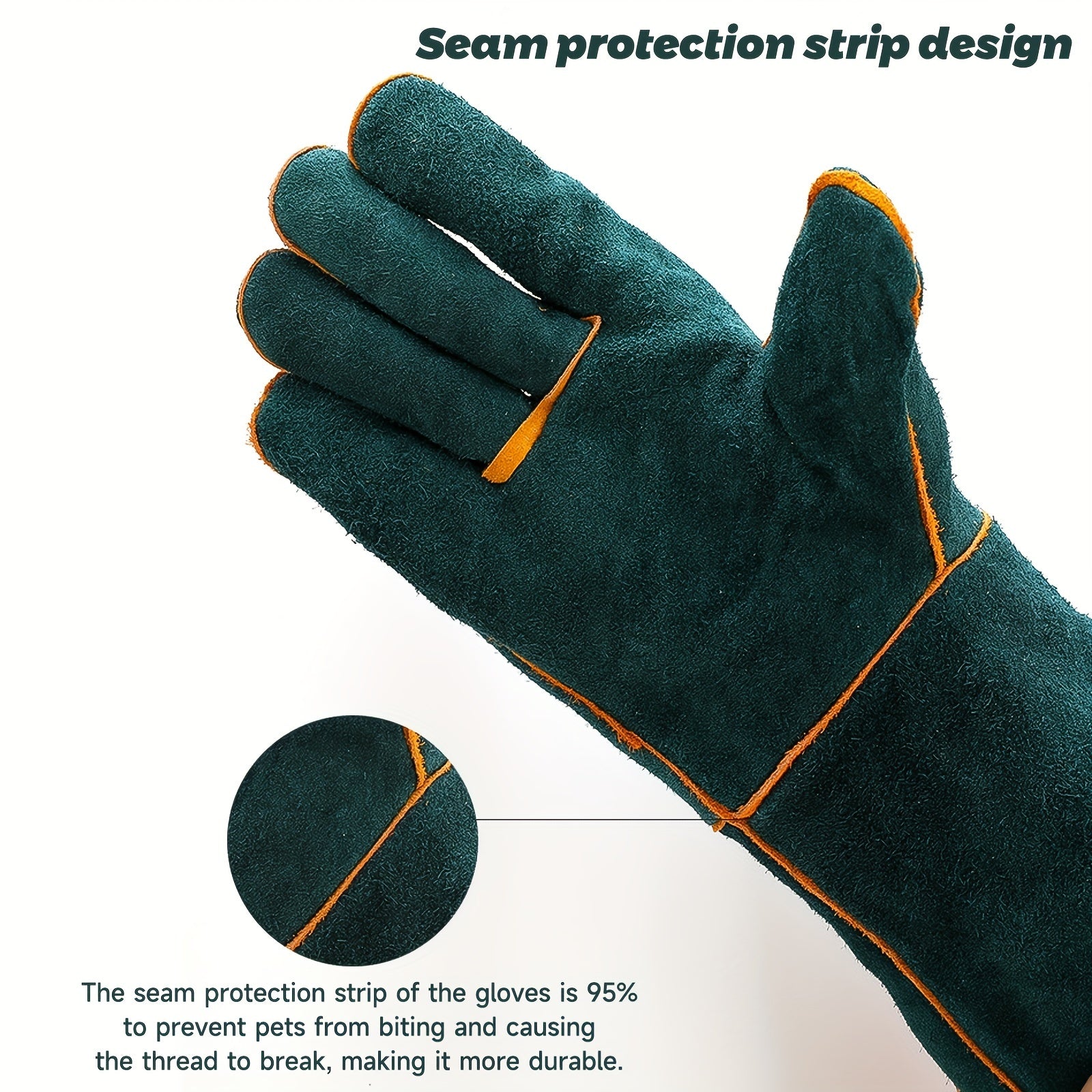 Dog Grooming Gloves Synthetic Fiber Anti-Bite Protection for Bathing and Training