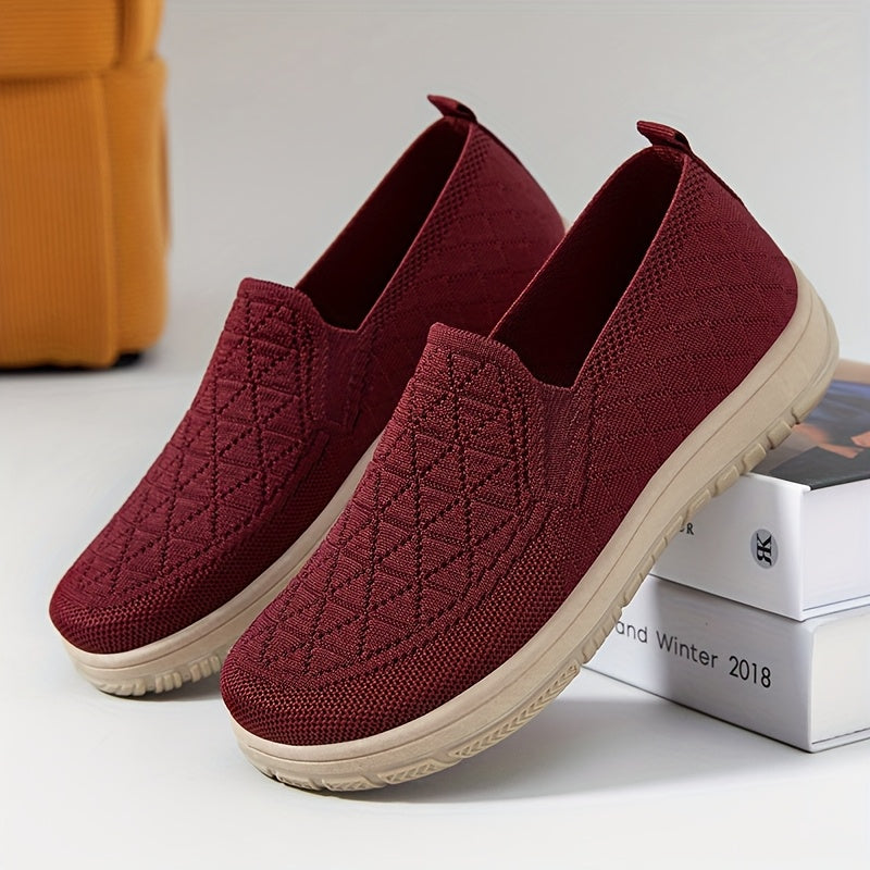 Women's Knit Slip-On Sneakers Breathable Casual Flats for Walking