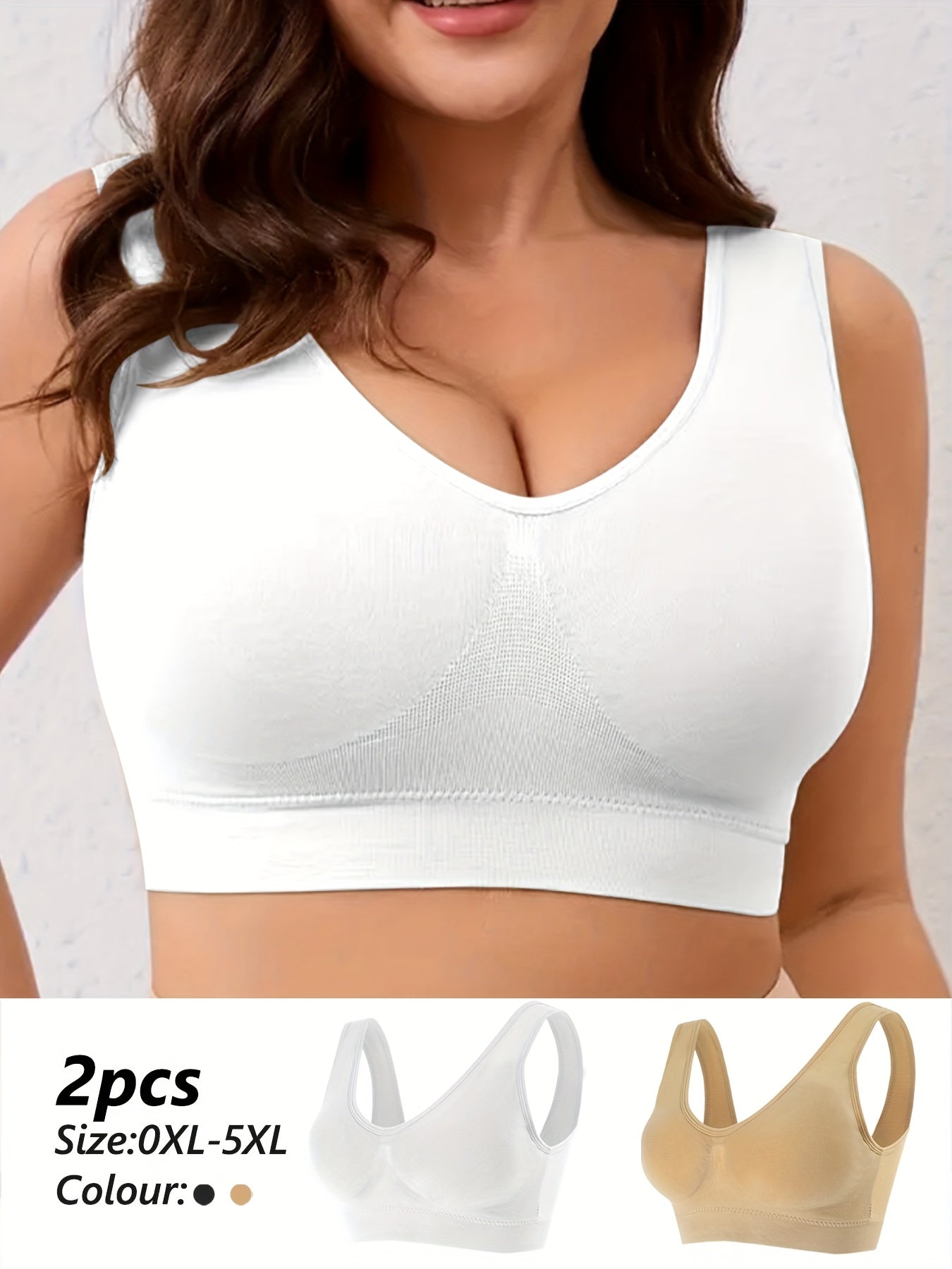 Plus-Size Wireless Sports Bra Seamless Push-Up Cross-Back Breathable Compression