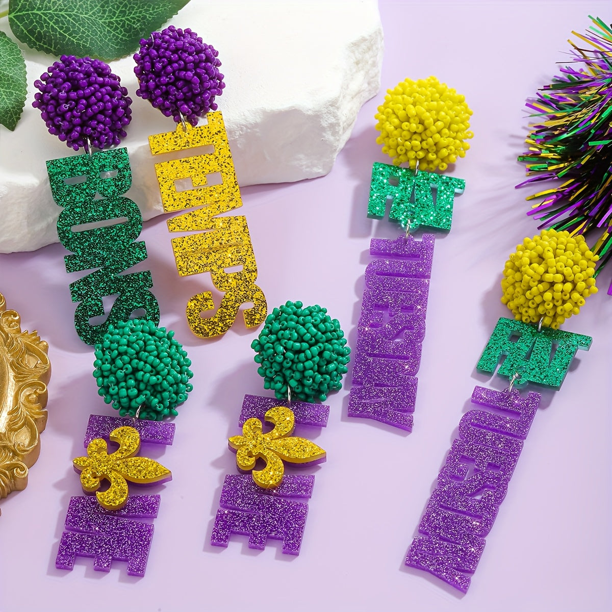 Pendientes boho con cuentas de semillas para carnaval y uso diario