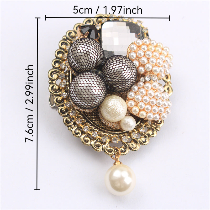 Rhinestone Baroque Bow Brooch for Clothing Bags Hats Elegant Jewelry