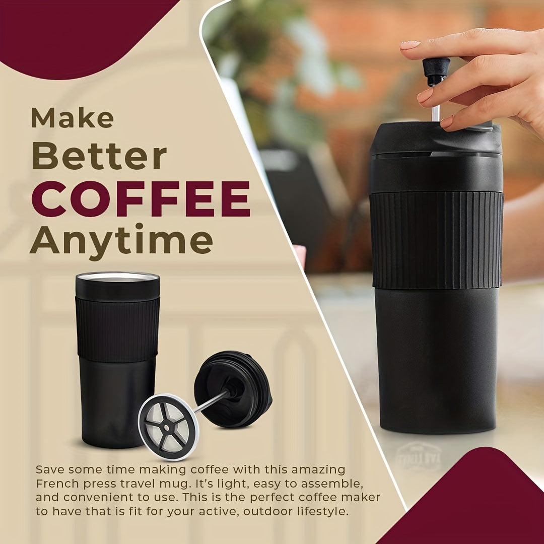 Insulated Stainless Steel French Press Mug 12oz Travel Coffee Tumbler