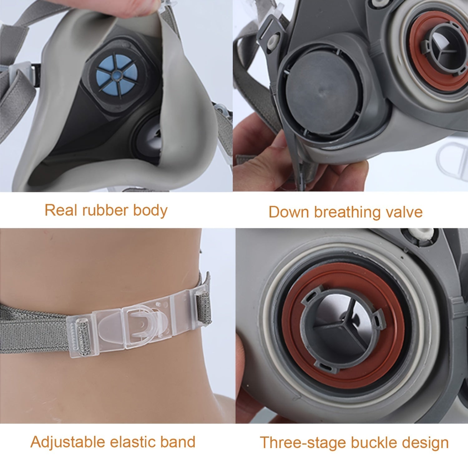 27 dona qayta ishlatiladigan yarim yuzli respirator niqobi 6200 bo'yoq, purkash va silliqlash jarayonlarida chang, tutun, asbest, kimyoviy moddalar va boshqa havodagi zarrachalarni filtrlash uchun mo'ljallangan.