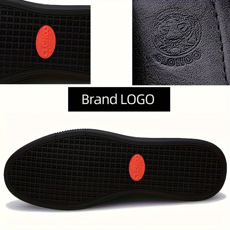 Zapatos casuales para hombre sin cordones de cuero y goma, de color sólido, para vacaciones y todas las estaciones