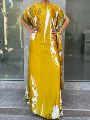 Ayollar uchun katta o'lchamli gulliy bosma tunik kiyiqi Polyester Crew Neck Batwing Sleeve Barcha mavsum uchun