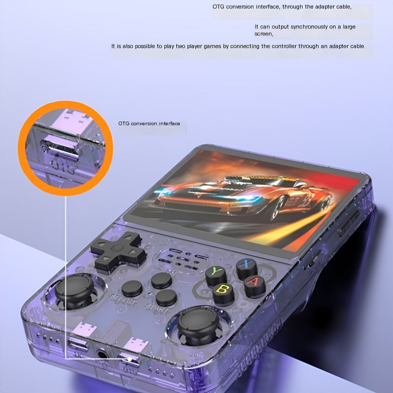 Retro Handheld Gaming Console with 8.89cm IPS Display 64GB Storage 20+ Emulators Rechargeable Battery Black White Purple