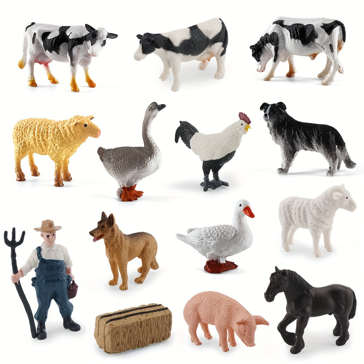 Conjunto de animales de granja en miniatura para niños de 3 a 8 años, de PVC, realista, multicolor