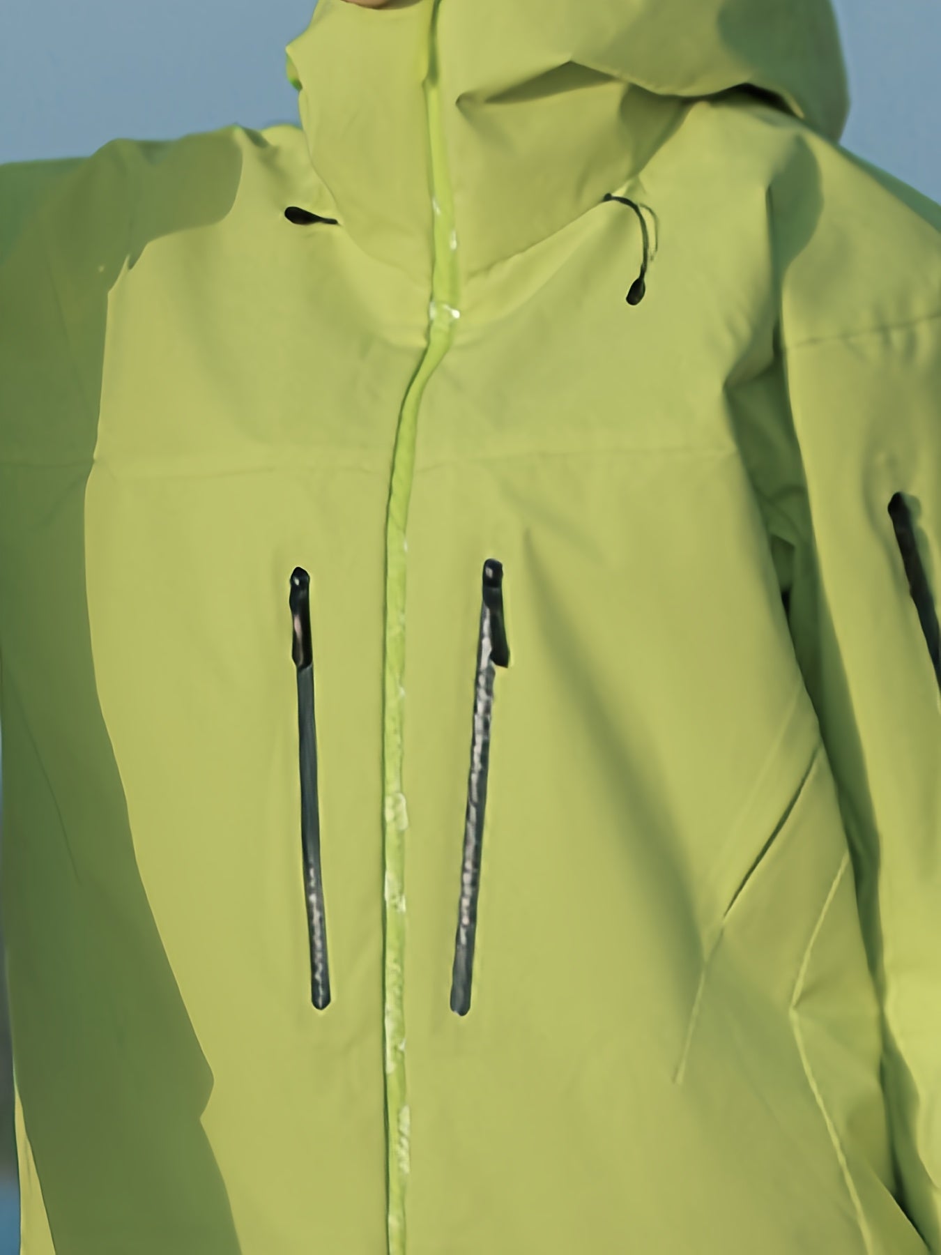 Women's Yellow Hooded Winter Jacket with Zippered Pockets and Drawstring