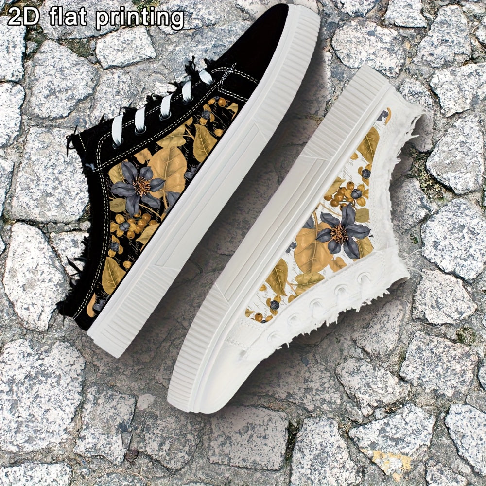 Women's Black and White Casual Skateboard Sneakers Lace-Up All Seasons