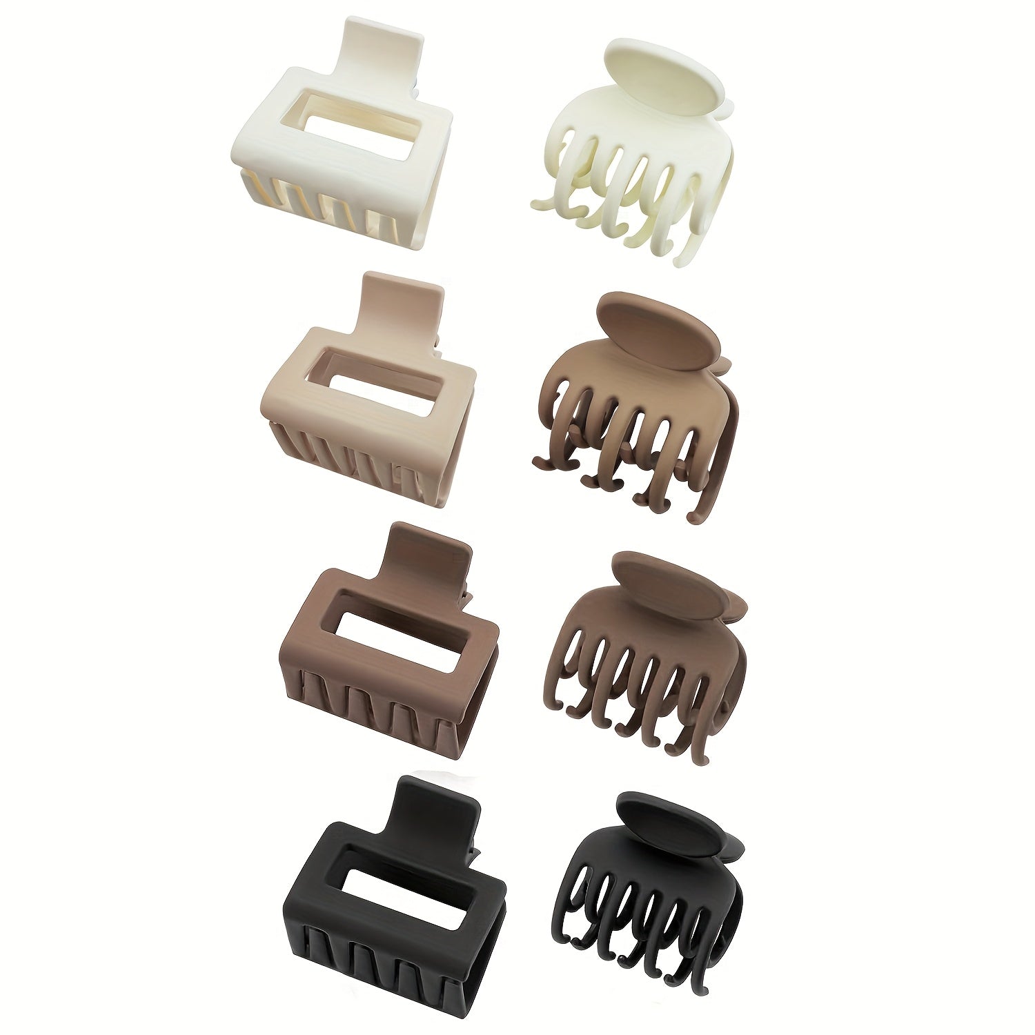 Women and Girls Matte Claw Hair Clips 4.06cm Non-Slip, Beige Khaki Brown Black