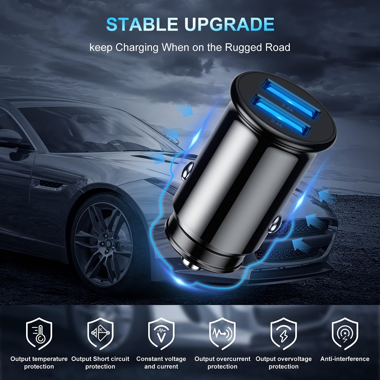 Universal Car Charger Fast Charging Adapter 4.8A for iPhone and Devices