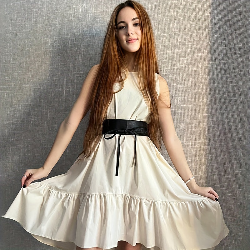 Женский широкий ремень из PU-кожи с бантом для платьев и пальто