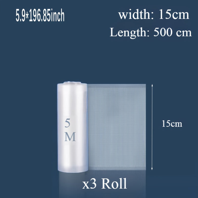 Набор из 3 вакуумных пакетов для продуктов - сохраняет продукты свежими, безопасен для использования в микроволновой печи, прочное и многоразовое решение для хранения в холодильнике и кладовой.