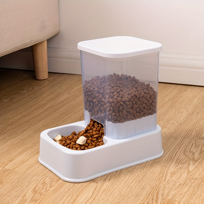 2-in-1 Pet Feeder and Water Dispenser for Cats and Dogs Durable Plastic No Batteries Needed