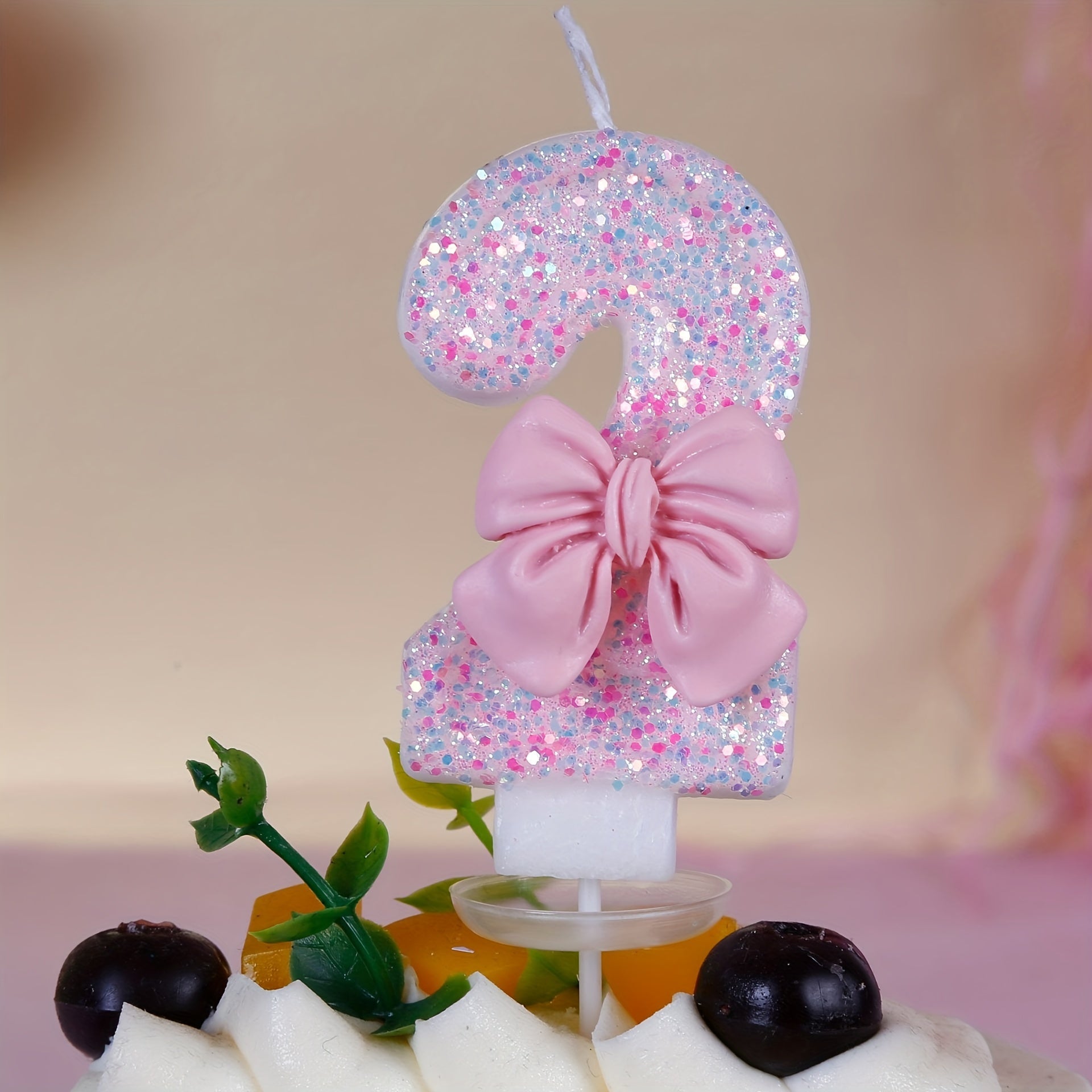 Pink Number 0-9 Birthday Candle for Girl's Cake Decorations